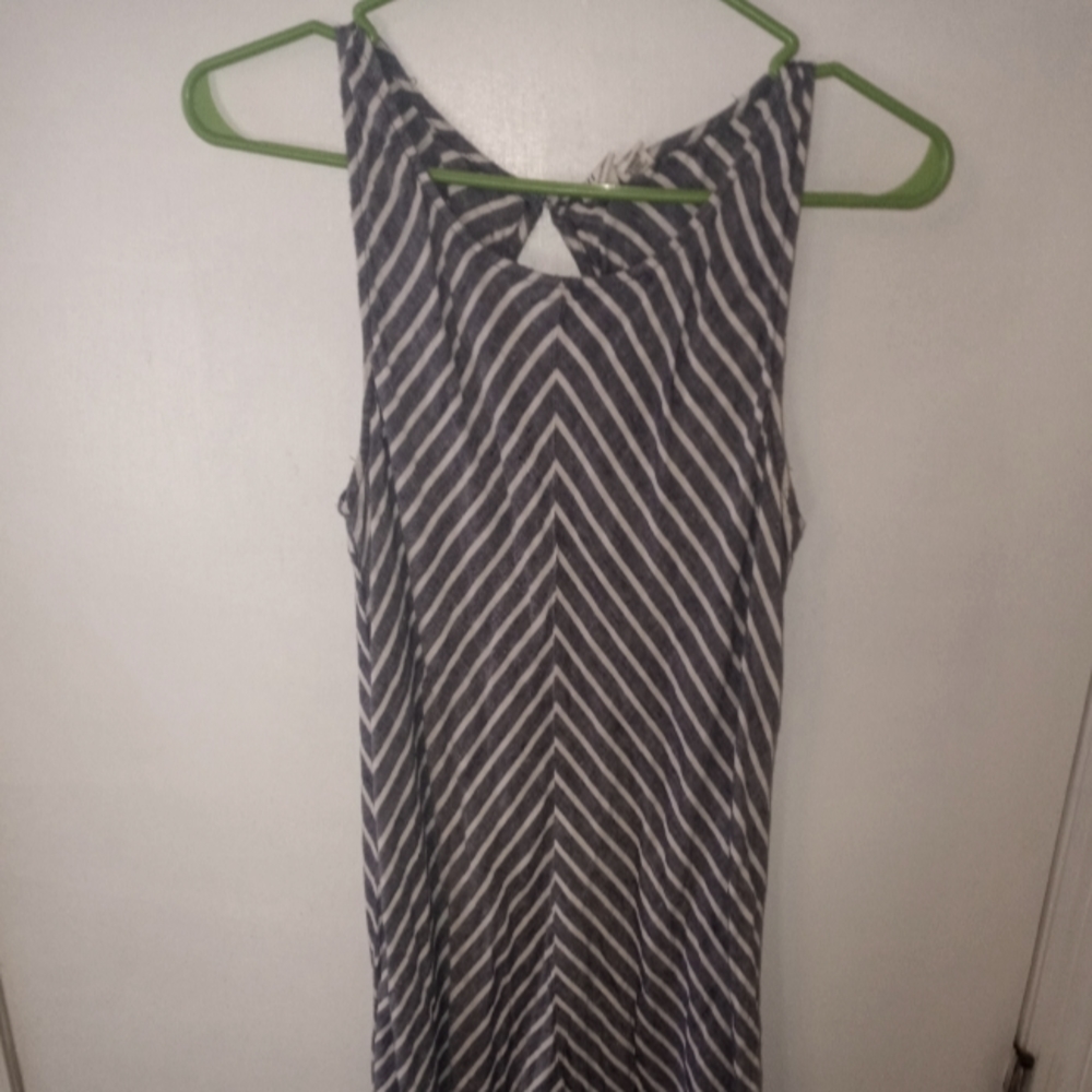 Floor Length Striped Linen Dress